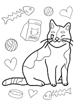 Раскраска - Коты - Мультяшный кот подмигивает