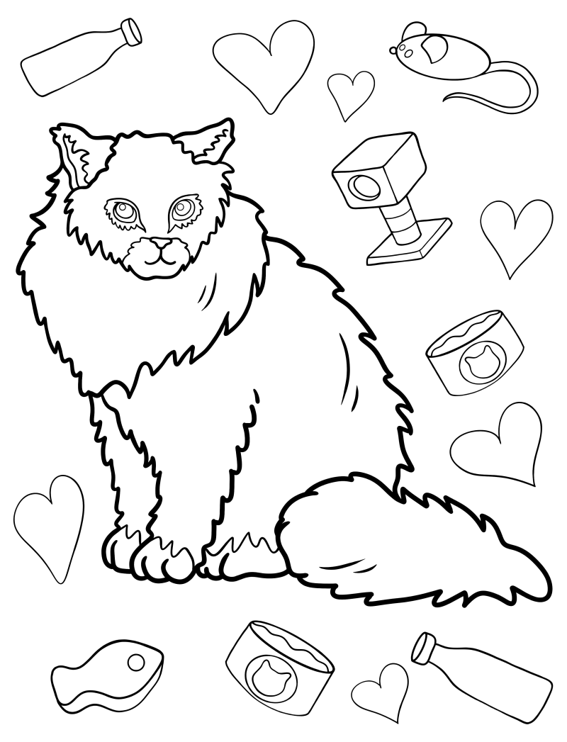 Раскраска - Коты - Норвежский лесной кот
