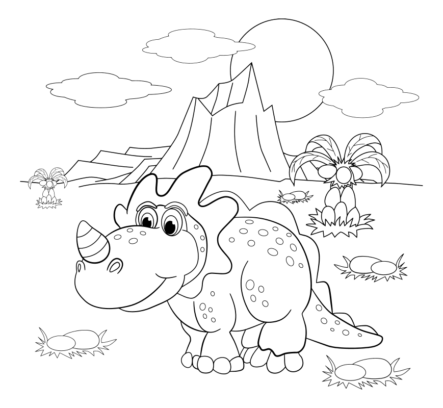 Раскраска - Динозавры - Динозавр на природе