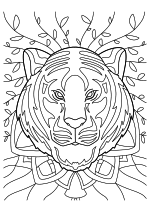Раскраска - Тигры - Тигр-мандала