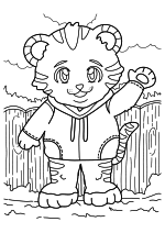 Раскраска - Тигры - Мультяшный тигр